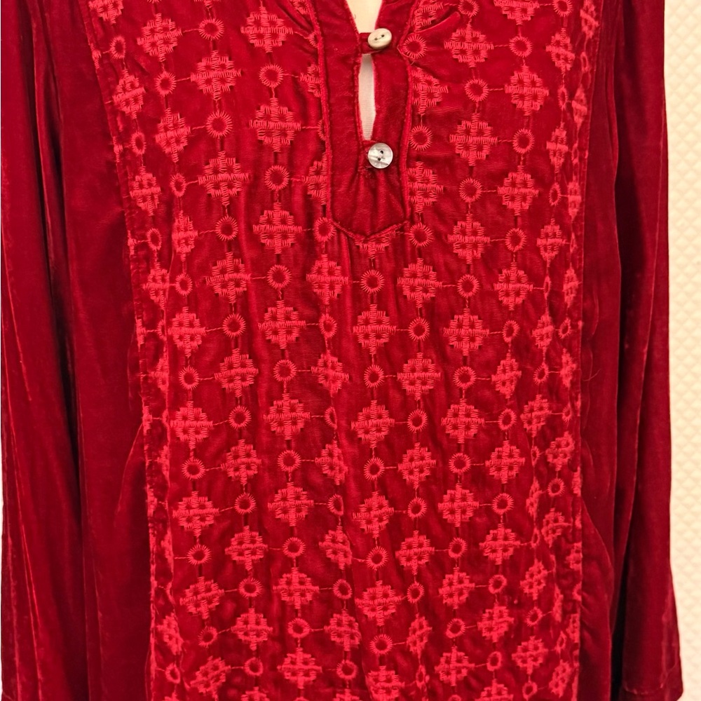 John Mark Red Embroidered Top